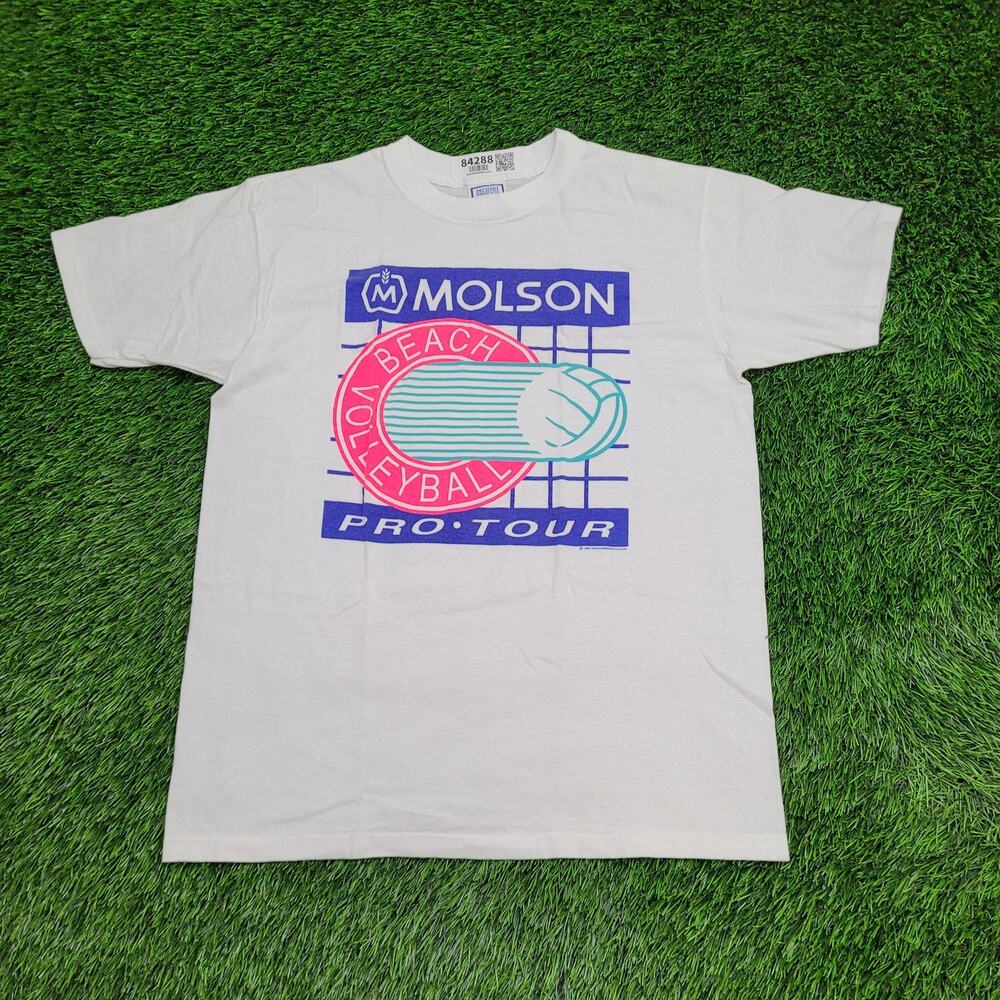 Vintage 90s Beach Volleyball Shirt Womens L/XL 20x26 White